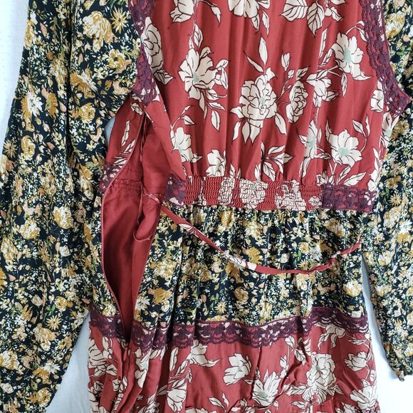 Free People Tilda Maxi Wrap Dress Floral Bohemian size L - Picture 11 of 16